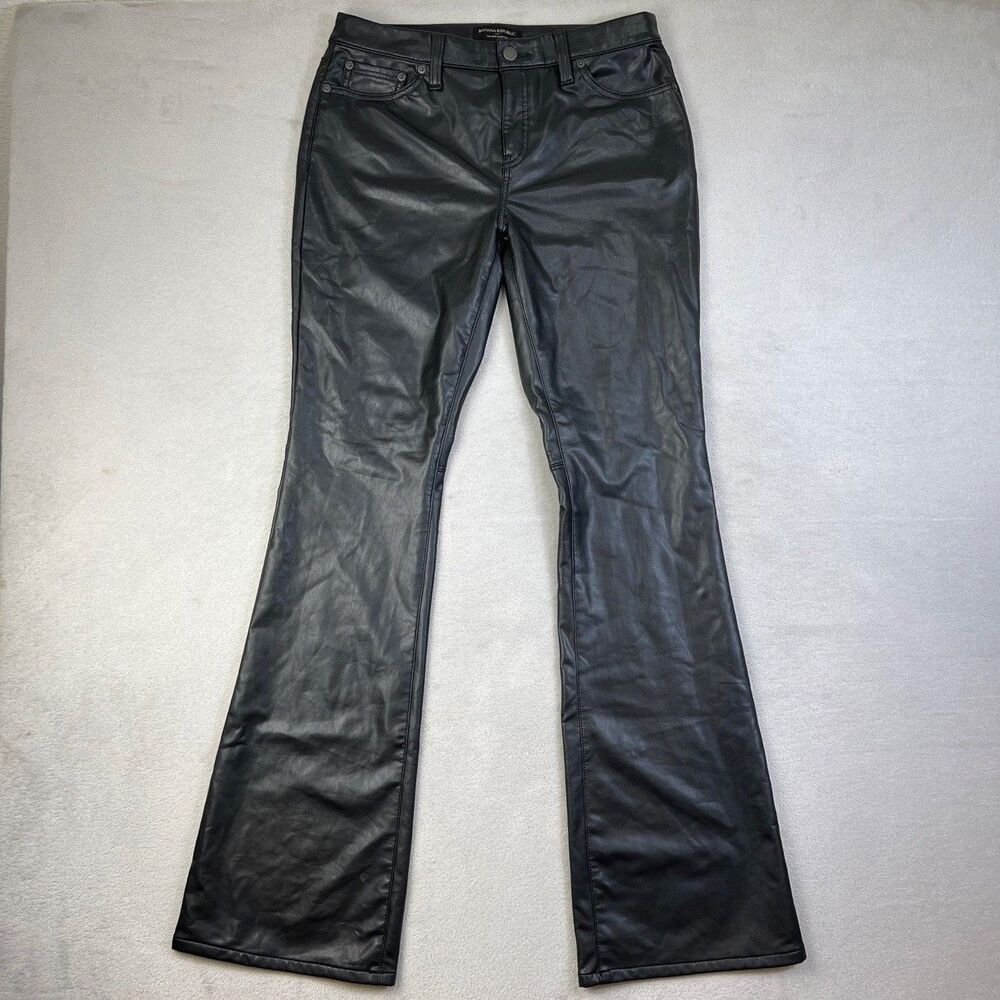 Banana Republic Faux Leather Pants Womens 29/8 Black Low Rise Bootcut